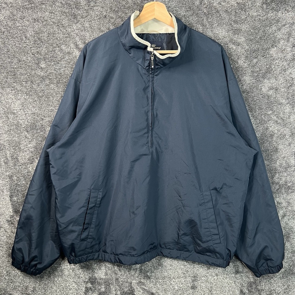 Vintage Dockers Golf Windbreaker Half Zip Blue White Men's Size 2XL Long Sleeve